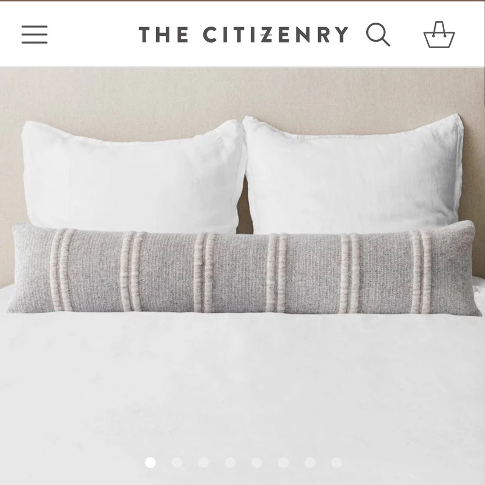 The Citizenry Long Lumbar Pillow in Gray and Cream